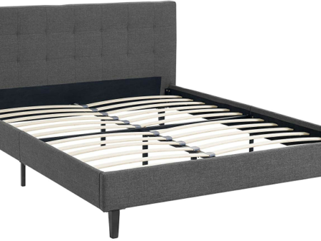 Olaia Bed Frame Upholstered Charcoal, Charcoal Grey Queen Bed Frame