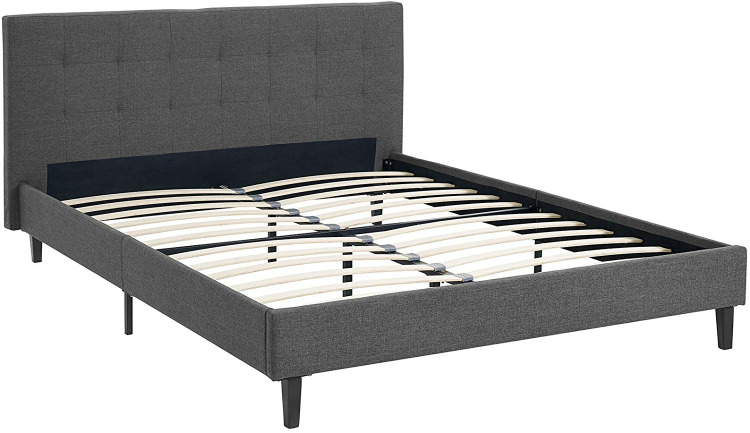 Olaia Bed Frame Upholstered Charcoal, Queen Bed Base Frame Ikea