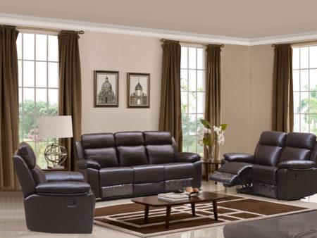 Leo Recliner 3-PC Living Room Sofa Set – Leather Air Code # G03 Brown