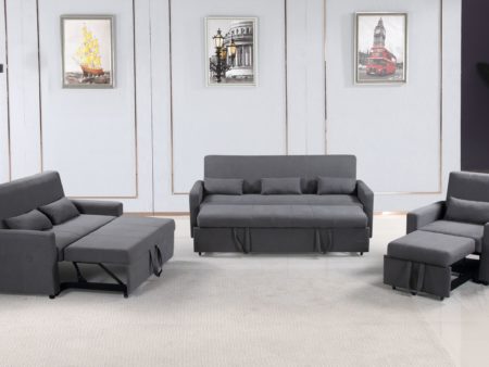 Transformer 3-PC convertible sofa bed Set – Charcoal Grey