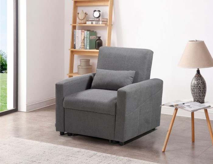 Transformer Convertible Fabric Chair Bed – Charcoal Grey