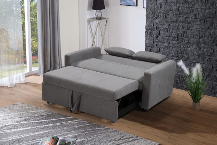 Transformer Convertible Fabric Loveseat Bed – Charcoal Grey