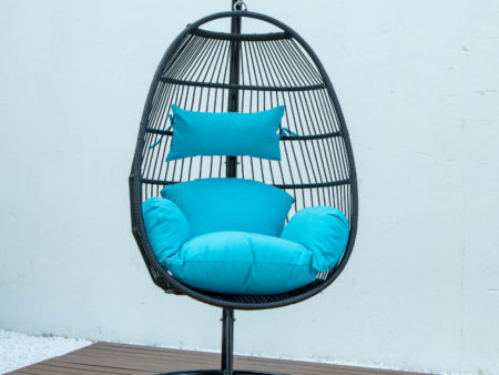 Single folding swing with blue cushion