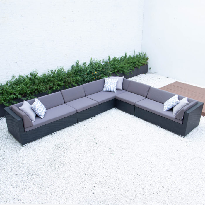 Super giant L sectional with dark grey cushions