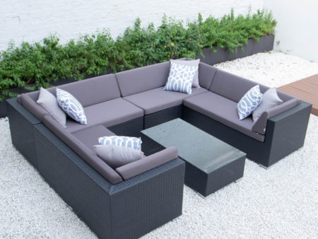 U Shaped Sectional With Dark Grey, U Shaped Outdoor Furniture Cushions
